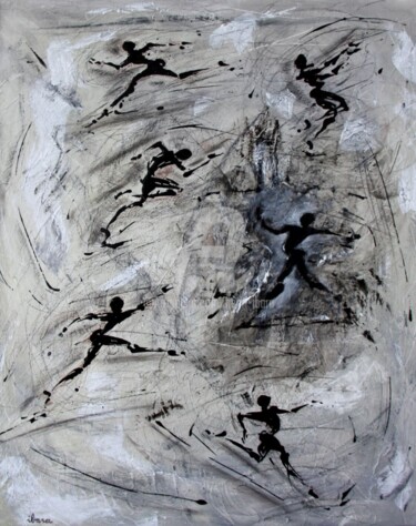 Pittura intitolato "mouvement-n-1-peint…" da Henri Ibara, Opera d'arte originale, Acrilico