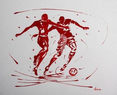 Disegno intitolato "football-n-80-encre…" da Henri Ibara, Opera d'arte originale, Inchiostro