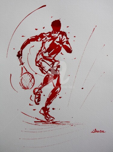 「tennis-n-20-dessin-…」というタイトルの描画 Henri Ibaraによって, オリジナルのアートワーク, インク