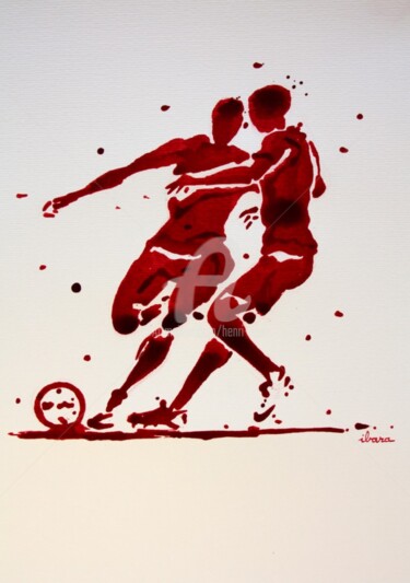 Zeichnungen mit dem Titel "football-n-84-dessi…" von Henri Ibara, Original-Kunstwerk, Tinte