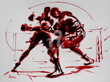 "boxe-n-8-dessin à l…" başlıklı Resim Henri Ibara tarafından, Orijinal sanat, Mürekkep