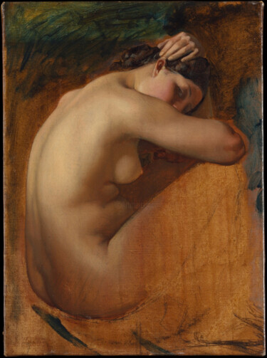 Pittura intitolato "Étude d'un nu fémin…" da Henri Lehmann, Opera d'arte originale, Olio