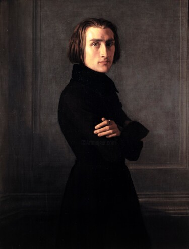 Ζωγραφική με τίτλο "Portrait de Franz L…" από Henri Lehmann, Αυθεντικά έργα τέχνης, Λάδι