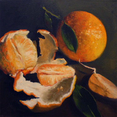 Schilderij getiteld "Les mandarines" door Henri Lequerré, Origineel Kunstwerk, Olie