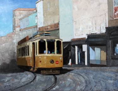 Ζωγραφική με τίτλο "Le Tramway de Porto" από Henri Remi, Αυθεντικά έργα τέχνης, Λάδι