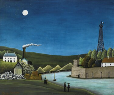绘画 标题为“La Seine à Suresnes” 由Henri Rousseau, 原创艺术品, 油