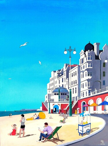 Картина под названием "Summer Beach" - Henri Sacchi, Подлинное произведение искусства, Акрил