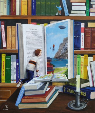 Schilderij getiteld "A livre ouvert" door Henri Sacchi, Origineel Kunstwerk, Acryl