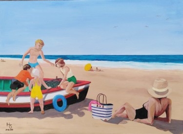Malarstwo zatytułowany „A la plage” autorstwa Henri Sacchi, Oryginalna praca, Akryl