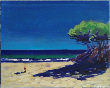 Schilderij getiteld "Mediteranean Beach" door Hen, Origineel Kunstwerk, Olie