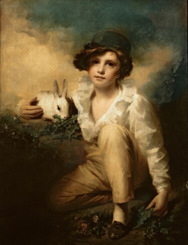 Schilderij getiteld "Garçon au lapin" door Henry Raeburn, Origineel Kunstwerk, Olie