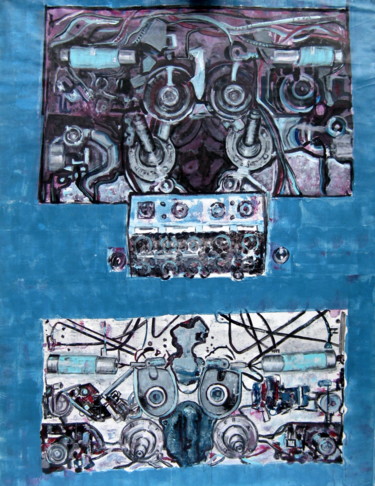"Mechanizm 3" başlıklı Tablo Henryka Wojciechowska tarafından, Orijinal sanat, Akrilik Ahşap panel üzerine monte edilmiş