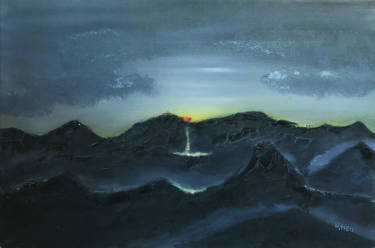 Peinture intitulée "Les corons lunaires…" par Henry Neu, Œuvre d'art originale, Huile