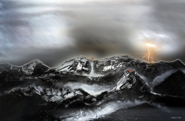 Arts numériques intitulée "Terrils lunaires" par Henry Neu, Œuvre d'art originale, Peinture numérique