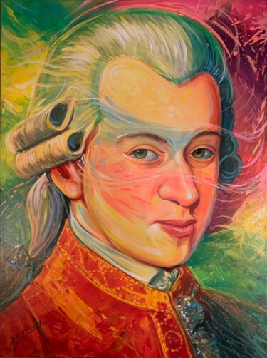 Pintura intitulada "Mozart Pop Art" por Herbert Duttler, Obras de arte originais, Óleo Montado em Armação em madeira