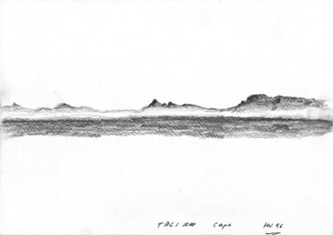 Desenho intitulada "False Bay" por Herbert Wiedergut (herb-art), Obras de arte originais, Carvão