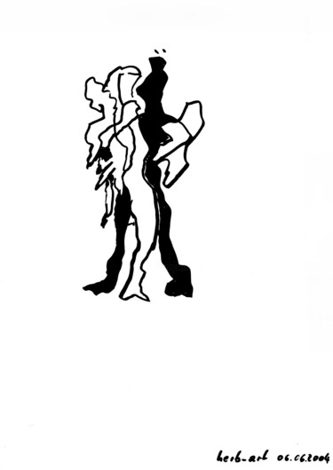 Drawing titled "Black & White Angel" by Herbert Wiedergut (herb-art), Original Artwork, Ink