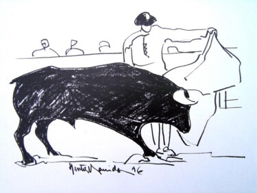 Dibujo titulada "TAUROMACHIE" por Heritier-Marrida, Obra de arte original