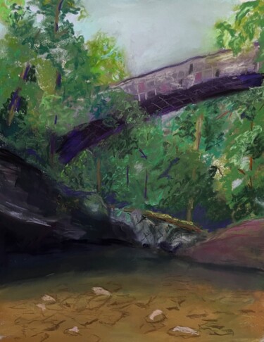 Dibujo titulada "Wissahicken Creek" por Herman Weinberg, Obra de arte original, Pastel