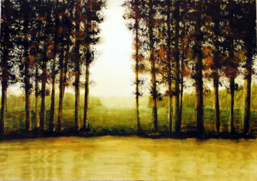 Painting titled "Promenade avec lise…" by Eric Herrmann, Original Artwork, Oil Mounted on Wood Stretcher frame