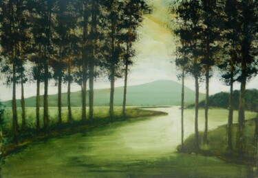 Painting titled "promenade avec lise…" by Eric Herrmann, Original Artwork, Oil Mounted on Wood Stretcher frame