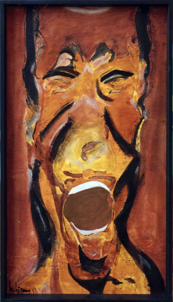 Schilderij getiteld "Mort de rire" door Hervé Loiseau, Origineel Kunstwerk, Acryl Gemonteerd op Houten paneel