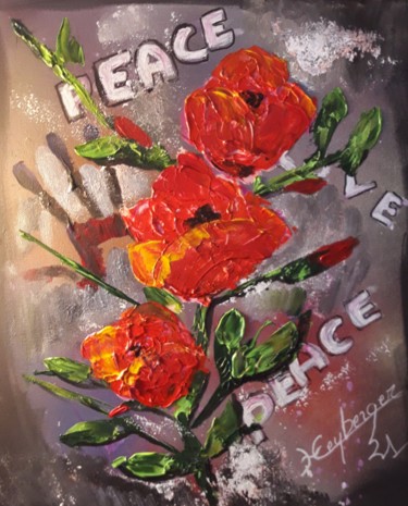 Malerei mit dem Titel "Fleurs sur la ville" von Céline Liliane Heyberger, Original-Kunstwerk, Acryl