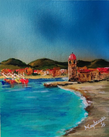 Painting titled "Un été à Collioure" by Céline Liliane Heyberger, Original Artwork, Acrylic