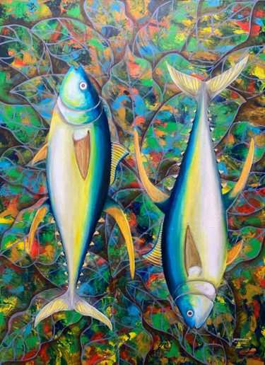 Painting titled "Yellowfin" by Francis Eric Dimarucut, Original Artwork, Acrylic