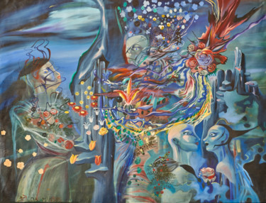 Pittura intitolato "Spiritual Flowers" da Hilda Garman, Opera d'arte originale, Olio