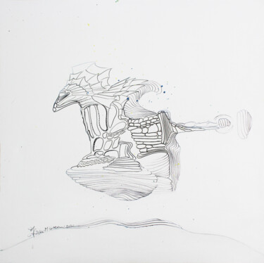 Malerei mit dem Titel "Dragounet" von Hilda Garman, Original-Kunstwerk, Marker Auf Keilrahmen aus Holz montiert