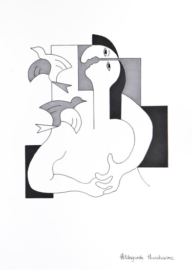 Disegno intitolato "Amity" da Hildegarde Handsaeme, Opera d'arte originale, Inchiostro