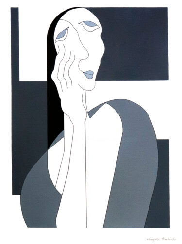 Schilderij getiteld "La Penseuse" door Hildegarde Handsaeme, Origineel Kunstwerk, Acryl