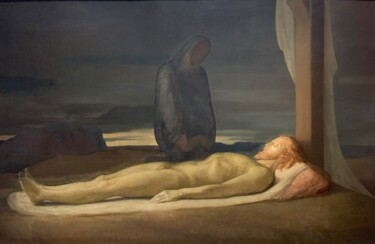 Schilderij getiteld "Pietà" door Hippolyte Flandrin, Origineel Kunstwerk, Olie