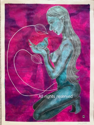 「Rebirth (C6-21)」というタイトルの絵画 Hiranya Rによって, オリジナルのアートワーク, 水彩画