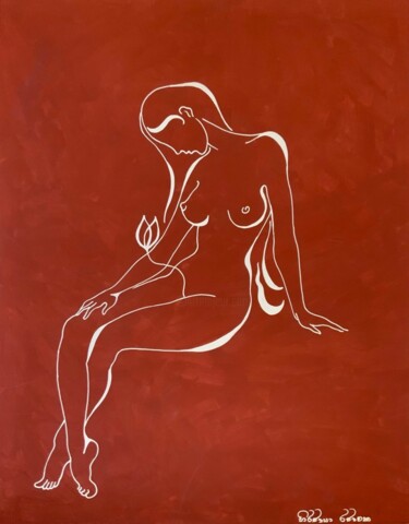 Рисунок под названием "Tulip" - Hiranya R, Подлинное произведение искусства, Чернила