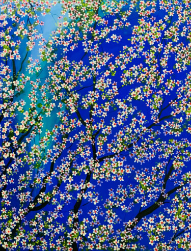 Картина под названием "Night perfume (Tea…" - Hiranya R, Подлинное произведение искусства, Акрил Установлен на Деревянная ра…