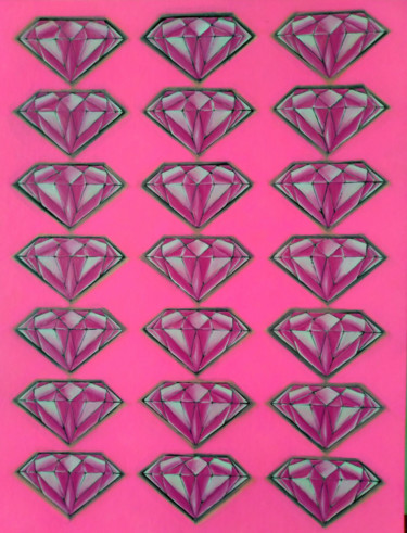 Pittura intitolato "Diamonds (pink)" da Hirotaka Suzuki, Opera d'arte originale, Acrilico