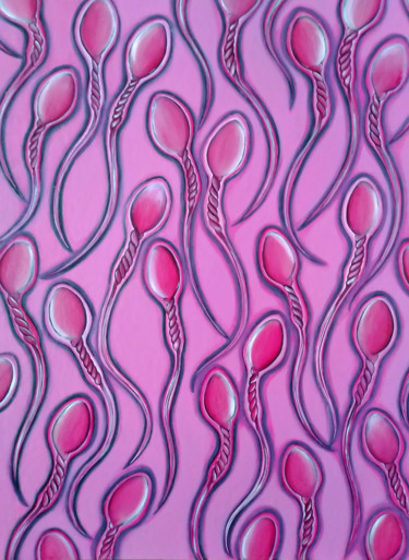 Pittura intitolato "Sperms (pink)" da Hirotaka Suzuki, Opera d'arte originale, Acrilico