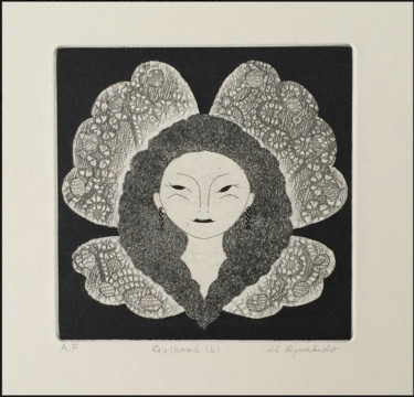 Incisioni, stampe intitolato "Girlhood (b)" da Hiroko Ryusekido, Opera d'arte originale, Acquaforte Montato su Cartone