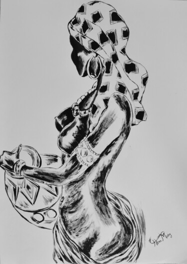 Peinture intitulée "Zambian nude woman…" par Hiten Mistry, Œuvre d'art originale, Acrylique