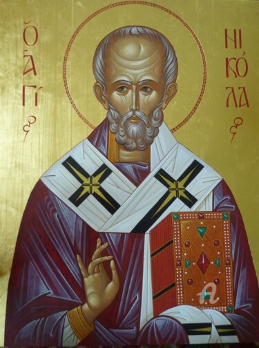Painting titled "St. Nicholas the Wo…" by Sergey Guz, Original Artwork, Acrylic