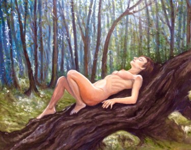 绘画 标题为“Female Nude in the…” 由Hilary J England, 原创艺术品, 油