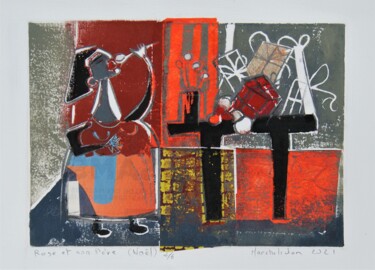Obrazy i ryciny zatytułowany „Rose et son Père (N…” autorstwa Hervé Marchelidon, Oryginalna praca, Linoryty
