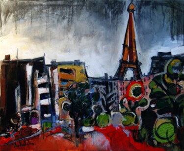 Pintura titulada "Banlieue verte" por Hervé Marchelidon, Obra de arte original, Acrílico Montado en Bastidor de camilla de m…