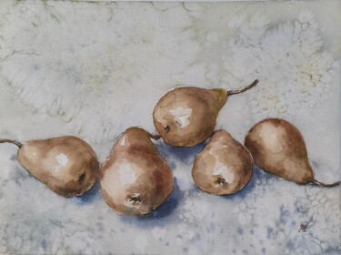 "Pears on the table" başlıklı Tablo Anna Hnatiuk tarafından, Orijinal sanat, Suluboya