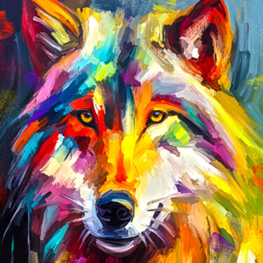 Peinture intitulée "Wolf" par Holger Mühlbauer-Gardemin, Œuvre d'art originale, Acrylique Monté sur Châssis en bois