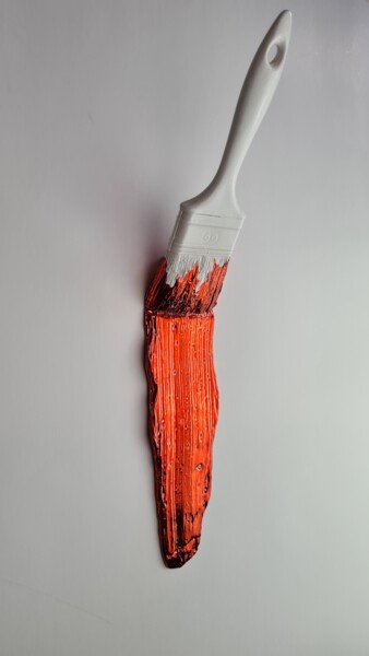 雕塑 标题为“Brush White Red” 由Santicri, 原创艺术品, 树脂 安装在其他刚性面板上