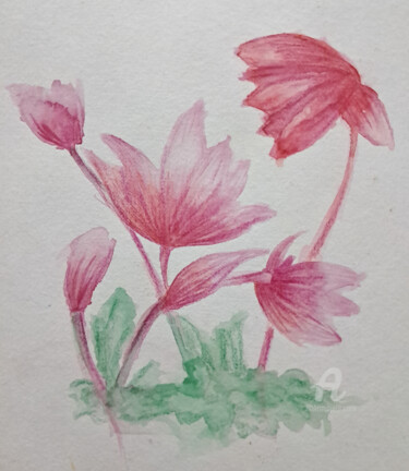 Painting titled "Lilies" by Homely Art, Original Artwork, Watercolor