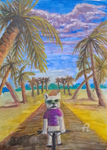 Pintura titulada "Down lane" por Homely Art, Obra de arte original, Gouache